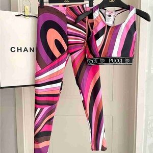Emilio Pucci Pink and Purple Swirl Leggings Set